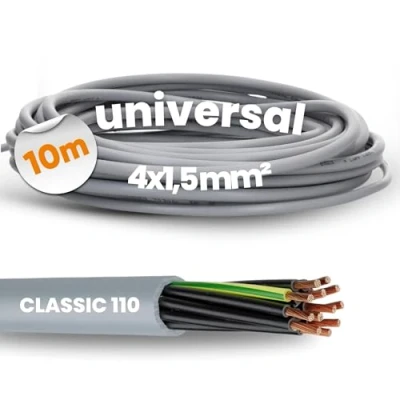 Abbildung von 10 Meter Lapp 1119304 Ölflex Classic 110 PVC Steuerleitung 4x1,5 mm² mit grün gelben Schutzleiter 4G1,5 I Steuerkabel 4 adrig Kabel