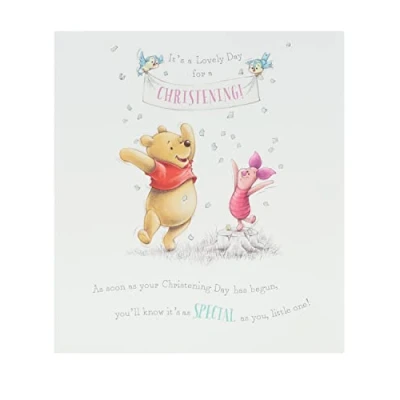 Abbildung von UK Greetings Süße Taufgrußkarte Winnie Puuh Taufkarte Disney für Jungen Mädchen, mehrfarbig, (677089 0 1), 159 x 184 mm