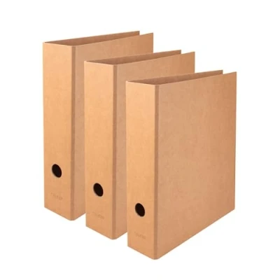 Abbildung von FALKEN Original 3er Pack Vegan Ordner Pure Nature. Made in Germany. 8 cm breit DIN A4 Braun Aktenordner Briefordner Büroordner Pappordner Schlitzordner