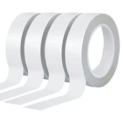 Abbildung von YISUMEI Selbstklebeband mit 4 Rollen von Doppelseitigem Klebeband zum Nähen, Basteln, Handarbeit, Jede Rolle für 25 mm x Meter Weiß
