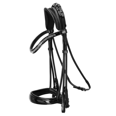 Abbildung von Schockemöhle Kandarenzaum Kensington Schwarz/Patent/Silber Warmblut