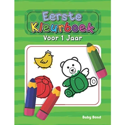 Abbildung von eerste kleurboek voor 1 Jaar: Het ideale uw kind! tot 3 jaar oud. Heel eenvoudig om de essentie te leren met grote dieren, speelgoed, vormen, cijfers en kleuren.