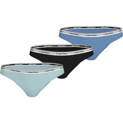 Abbildung von Calvin Klein Underwear Modern LOGO 3 PACK Slip, Damen, Größe: XS, Sterling blue/black/glacier