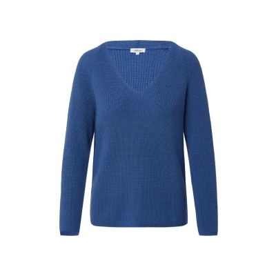 Abbildung von s.Oliver AUS MIT Vausschnitt Strickpullover, Damen, Größe: 34, Blau