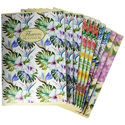 Abbildung von Pigna 02088361R Nature Flowers Notizbuch A4, Lineatur 1R, Linien für Mittel und Ober, 80 g/m², 10 Stück