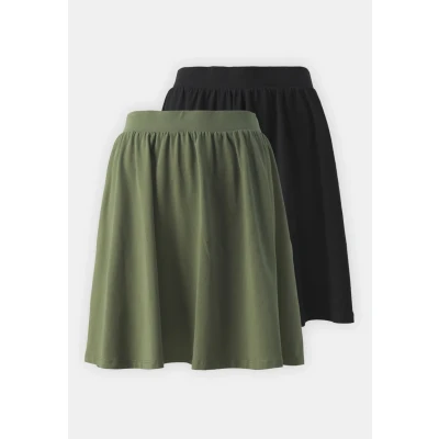 Abbildung von ONLY Onllive LOVE Skater Skirt 2 PACK Alinienrock, Damen, Größe: XS, Black/four leaf clover