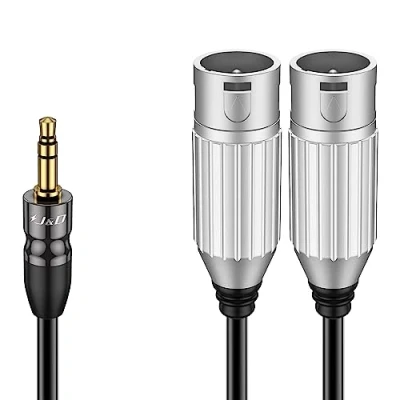 Abbildung von J&amp;D 3,5mm 1/8 Zoll auf Dual XLR Kabel, PVC Ummanteltes TRS Stecker Unsymmetrische Verbindung Stereo Audio Patch Kabel Adapter für Laptop DSLR Kamera Smartphone Mikrofon, 1,8 Meter