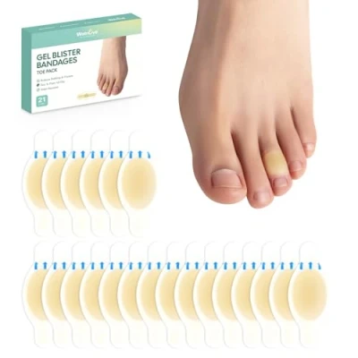 Abbildung von 21 Pieces Blister Plasters for Feet Welnove Invisible Hydrocolloid Gel Bandages Cushions Heel, Toe &amp; Foot, Water Resistant Bandages(Toe Pack)