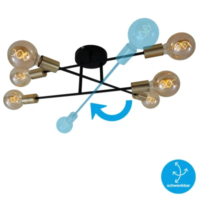Abbildung von BRILONER Deckenlampe Vintage, E27 Fassung, max. 60 Watt, Deckenleuchte, Lampe, Wohnzimmerlampe, Schlafzimmerlampe, Küchenlampe, Deckenstrahler, Flurlampe, Retro, 55,5x19,5 cm, Schwarz