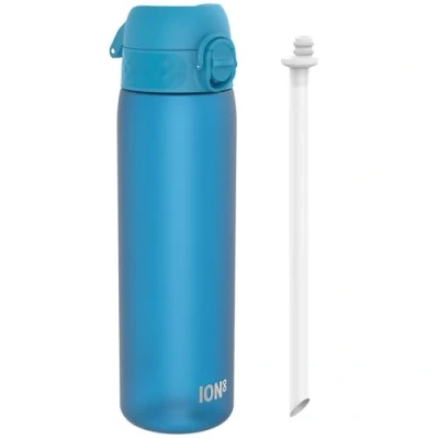 Abbildung von Ion8 Trinkflasche Mit Strohhalm, 500 ml, Auslaufsicher, Einhandöffnung, Sichere Verriegelung, Spülmaschinenfest, BPA frei, Tragegriff, Klappdeckel, Leicht zu Reinigen, Klimaneutral, Blau