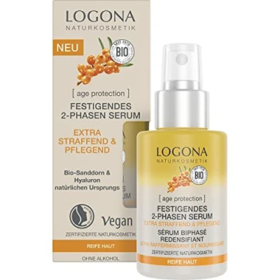 Abbildung von LOGONA Naturkosmetik Anti Aging Gesichtsserum für reife Haut, Veganes und festigendes 2 Phasen Serum, Mit Hyaluron Bio Sanddorn, age protection, 30 ml