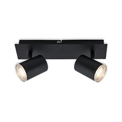 Abbildung von BRILONER Leuchten Deckenspot, Badleuchte, Badlampe, Deckenleuchte, Strahler dreh und schwenkbar, 2x LED/GU10, IP44, Schwarz, 290x99x112mm (LxBxH), 2731 025