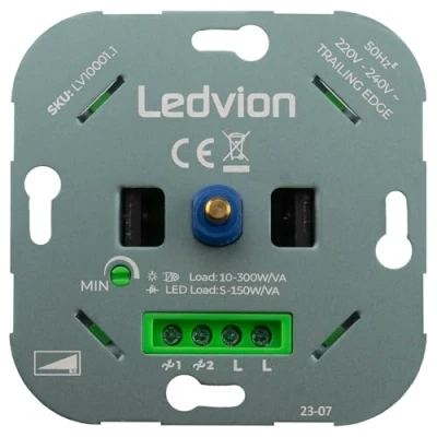 Abbildung von Ledvion LED Dimmer 5 150 Watt, 220 240V, Phasenabschnitt Universal, Drehdimmer Unterputz Dimmschalter Für Dimmbare LEDs, Watt Und Halogen 3 300 W, Lampen von 0 auf 100% dimmen