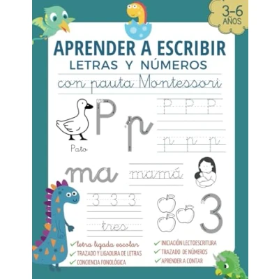 Abbildung von APRENDER a ESCRIBIR LETRAS Y NÚMEROS CON PAUTA MONTESSORI: Caligrafía iniciación lectoescritura niños de 3 4 5 6 años . Libro escritura letra ... divertidas para años, Band 2)