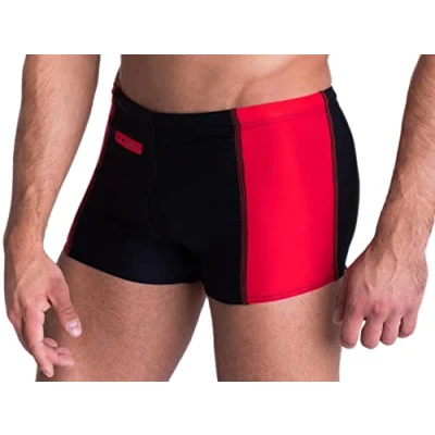 Abbildung von Aquarti Herren Badehose mit Reißverschlusstasche Badeshorts, Farbe: Schwarz/Rot, Größe: XXL