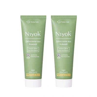 Abbildung von NIYOK Zahncreme Kokosöl + Pfefferminze &amp; Zitrone (2x75ml), natürlichen Wirkstoffkombination aus und erfrischenden Extrakten, Bio Zahnpasta, Vegan, Fluoridfrei, Naturkosmetik
