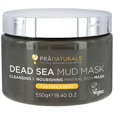 Abbildung von PraNaturals 100% natürliche Gesichts und Körpermaske mit Schlamm aus dem Toten Meer 550g, reich an nahrhaften Mineralien, spendet Feuchtigkeit reinigt die Haut, parabenfrei Tierversuche