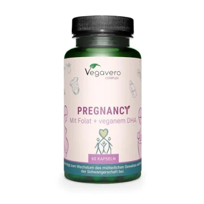 Abbildung von PREGNANCY 17 Nährstoffe mit DHA &amp; Quatrefolic® Folsäure VEGAN Schwangerschaft, Stillzeit Kinderwunsch Ohne Zusätze Laborgeprüft Deutsche Produktion von VEGAVERO®