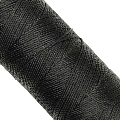 Abbildung von LINHASITA, Garnspule, gewachst, 100 g / 170 Meter, Dicke: 1 mm, Polyester, Makramee Garn, 30 Farben metros gr Schwarz