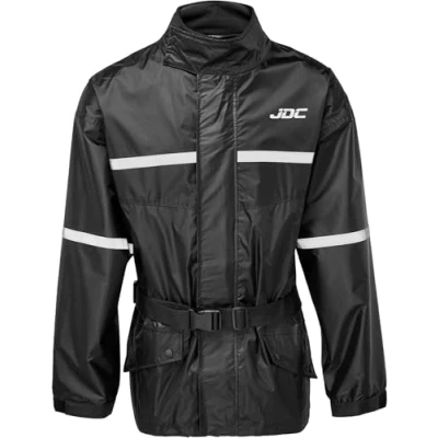 Abbildung von JDC Wasserdichte Motorrad Regenüberzugsjacke Hohe Sichtbarkeit SHIELD Schwarz L