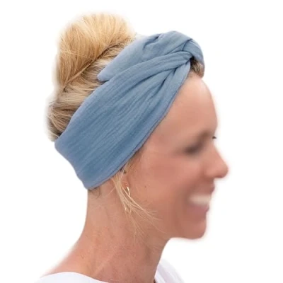 Abbildung von Papierdrachen Musselin Haarband für Damen zum Selbstbinden Knotenband Stirnband Haar Accessoires Herbst und Sommer blau Frauen