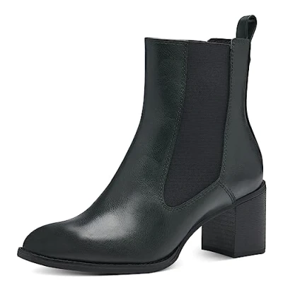 Abbildung von MARCO TOZZI Damen Chelsea Boots aus Kunstleder mit Absatz, Grün (Forest), 37