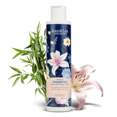 Abbildung von Jean &amp; Len Shampoo Volumen Bambus Lilie, für dünnes und feines Haar, verleiht Fülle Glanz, Blüten Duft, ohne Parabene Silikone, vegan, 300 ml