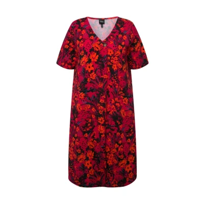 Abbildung von Ulla Popken Jerseykleid, Damen, Größe: 58/60, Magnolia red