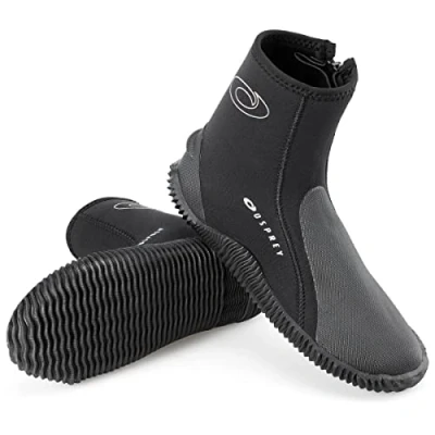 Abbildung von Osprey Erwachsene Neoprenanzug Stiefel mit Reißverschluss, 5 mm Neopren Aquastiefel für Damen und Herren rutschfester Sohle harte Gegenstände