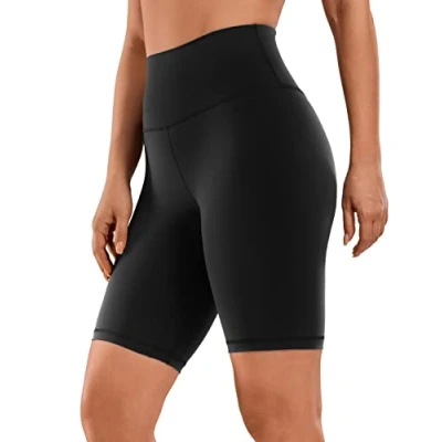 Abbildung von CRZ Yoga Naked Feeling Damen Kurze Leggings High Waist Blickdicht Fithess Shorts Radlerhose Sporthose 20cm Schwarz 42