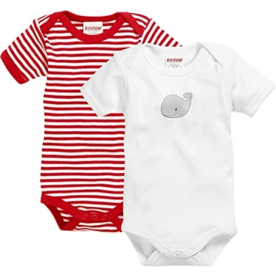 Abbildung von Schnizler Unisex Kinder Kleinkind Multipack Baby Body, rot/weiß 1/4 Arm 2er Pack Wal, 86/92
