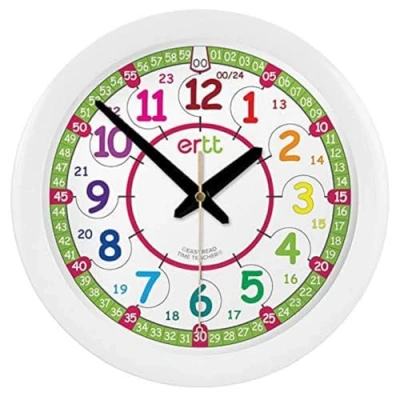 Abbildung von EasyRead Time Teacher Kinderwanduhr Wanduhr Kinderzimmer Die Zeit Lernen Mädchen &amp; Jungen für Schlafzimmer mit Unterrichtsdesign, 24 Stunden Gesicht Nachtlicht 29cm