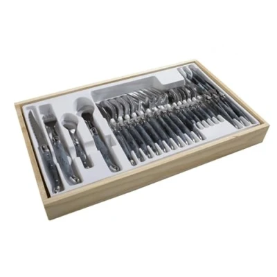 Abbildung von Laguiole Besteck Set, 24 teilig, blau marmorierte Griffe