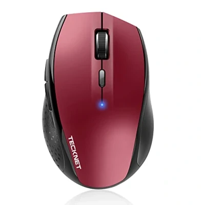 Abbildung von TECKNET Bluetooth Maus, 3200 DPI Kabellose 24 Monate Batterielebensdauer, Maus kabellos Mouse 6 Verstellbare Level, Funk mit Batterieanzeige für PC Mac Rot