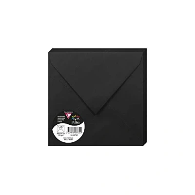 Abbildung von Clairefontaine 5873C Packung mit 20 Umschläge Pollen, 16,5x16,5cm, 120g, ideal für Ihre Einladungen und Korrespondenz, Schwarz, 1 Pack