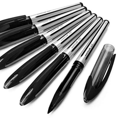 Abbildung von 12 schwarze Uni Ball Air Micro Tintenroller UBA 188 L mit 0,7 mm feiner Spitze, Medium