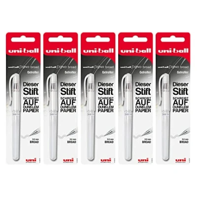 Abbildung von uni ball 205038 Gelroller Signo UM 153, Gelschreiber Set, 5 Stück, weiß, 0,6 mm Spitze