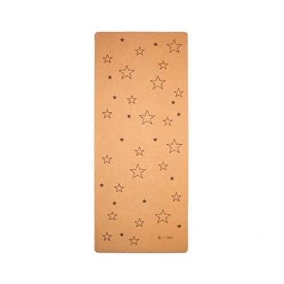 Abbildung von Yogamatte für Kinder aus Kork &amp; Kautschuk mit Sterne, Größe 122x61cm, schadstofffrei, rutschfest, vegan und nachhaltig, öko Yoga Matte inklusive Yogatasche