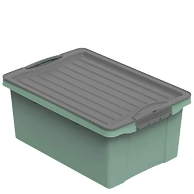 Abbildung von Rotho Compact Aufbewahrungsbox 13l mit Deckel, Kunststoff (PP recycelt) BPA frei, grün/anthrazit, A4/13l (39.5 x 27.5 18.0 cm)
