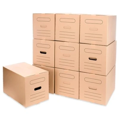 Abbildung von Only Boxes, AMA600, Packung mit 10 Kartons, Aufbewahrungsboxen, Griffen für einfache Handhabung, Maße 50 x 30 cm, Karton Doppelkanal, sehr robust, 100% umweltfreundlich
