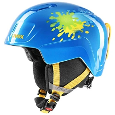 Abbildung von uvex heyya leichter Skihelm für Kinder individuelle Größenanpassung optimierte Belüftung blue splash 51 55 cm