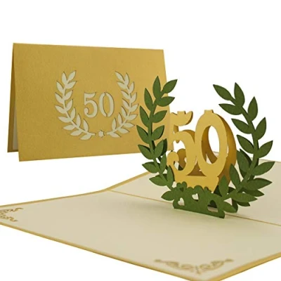 Abbildung von Glückwunschkarte I Karte goldene Hochzeit, Einladung 50 Jahre Hochzeit Edel Elegant Hochwertig Pop Up Karte,L11