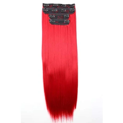 Abbildung von CAISHA XXL 60cm 4 Teile Set CLIP IN EXTENSIONS Haarverlängerung Haarteil Voluminös Glatt Rot CES308