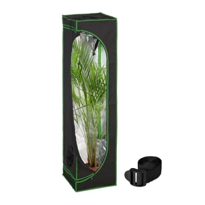 Abbildung von Relaxdays Growzelt, HxBxT: 160x40x40 cm, reflektierende Innenfolie, lichtundurchlässig, Indoor Zuchtzelt, schwarz/grün