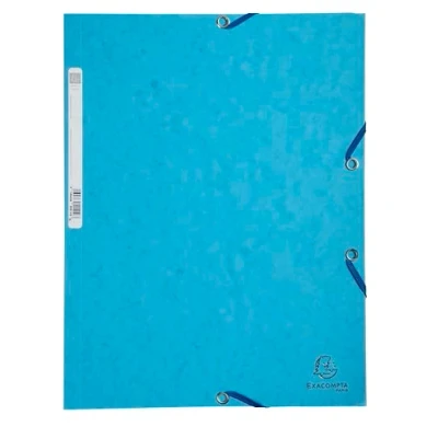 Abbildung von Exacompta 55519E 25er Pack Einschlagmappe EUROPA. Aus Karton DIN A4 mit 2 Gummizügen und 3 Klappen türkis Sammelmappe Dokumentenmappe ideal für Büro Schule