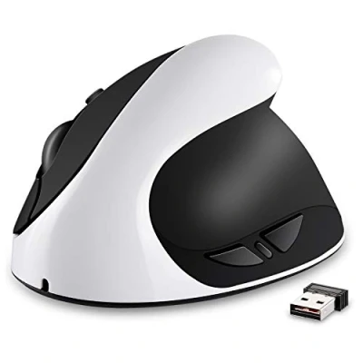 Abbildung von AURTEC Vertikale Maus, Wiederaufladbare 2.4G Wireless Mäuse mit USB Empfänger, 6 Tasten und 3 Einstellbaren DPI 800/1200/1600, Weiß
