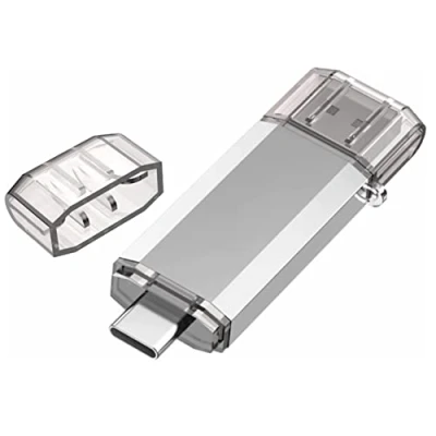 Abbildung von RAOYI USB C Stick 128GB, OTG 3.0, 2 IN 1 Dual Speicherstick Type Flash Laufwerk für PC/Laptop/Tablet/Smartphone, iPhone 15/ Android Samsung/Huawei/Honor (Silber)