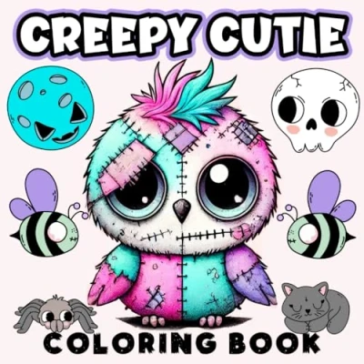 Abbildung von Creepy Cutie Coloring Book: Bold and Easy Illustration Featuring Pastel Goth Kawaii Stuff Spooky Cute Creatures for Relaxation Stress Relief Adults Teens