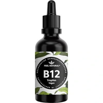 Abbildung von Vitamin B12 50 ml (900 Tropfen) 500µg pro Tropfen Vegan &amp; hochdosiert mit beiden aktiven Formen Methyl Adenosylcobalamin Laborgeprüft, ohne Zusätze, in Deutschland produziert
