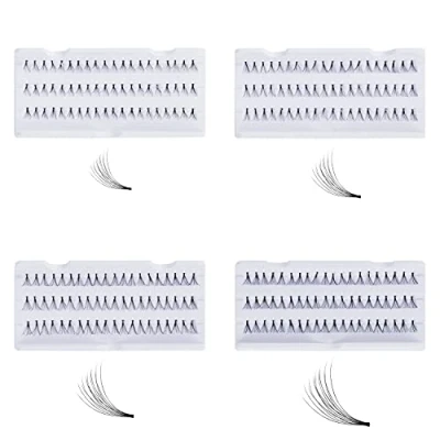 Abbildung von Kurtzy (4 Stk) Extension Cils Kit Faux Individuel 8, 10, 12, 14mm Wimpernverlängerung Premium Wimpern Verlängerungsset Lang &amp; Kurz für Curl, Extensions, Volumen Natürlich Dramatisch